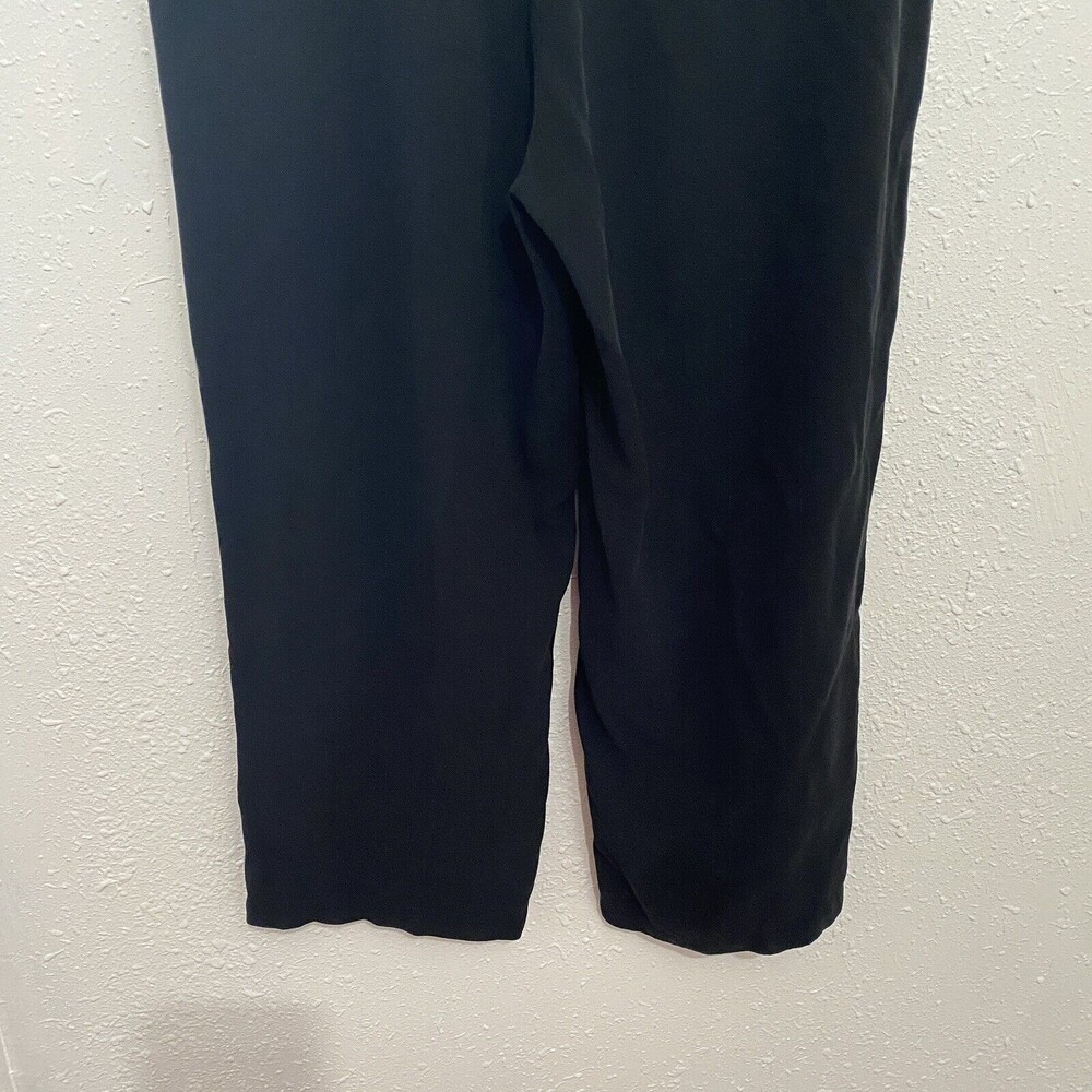Eileen Fisher System Silk Georgette Straight Sz Small Ankle Pant Cropped Black - Picture 7 of 9